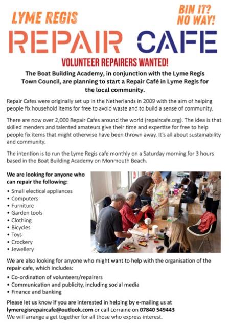 Repair Cafe Lyme Regis at the BBA - call for volunteers